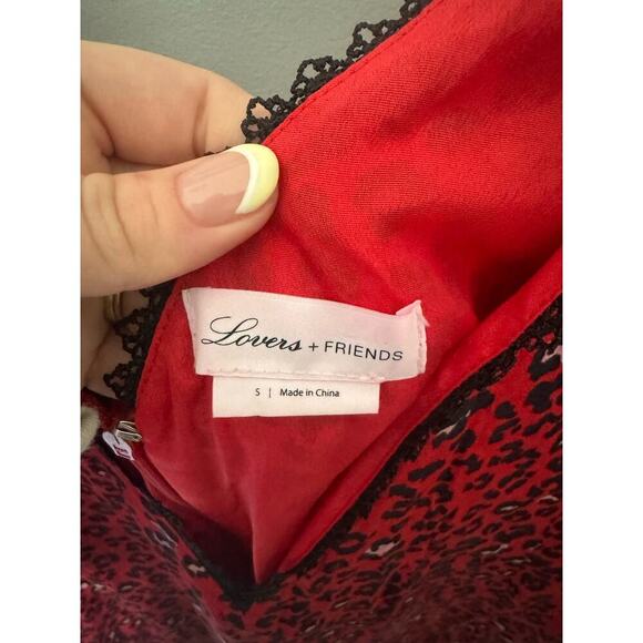 Lovers And Friends NWOT Jason Dress Cheetah Mini V Neck Red Black Size Small - Picture 9 of 12